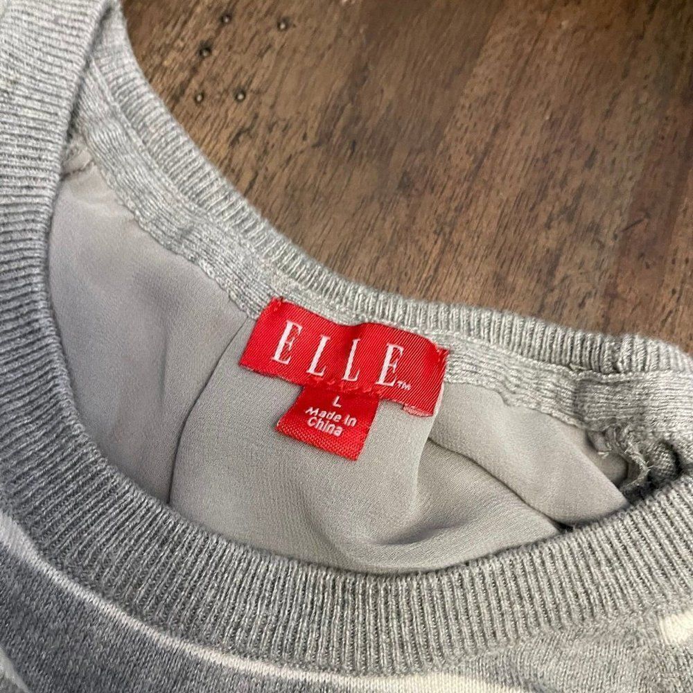 Elle Solid Back Stripes Front Lightweight Sweater - Picture 5 of 10